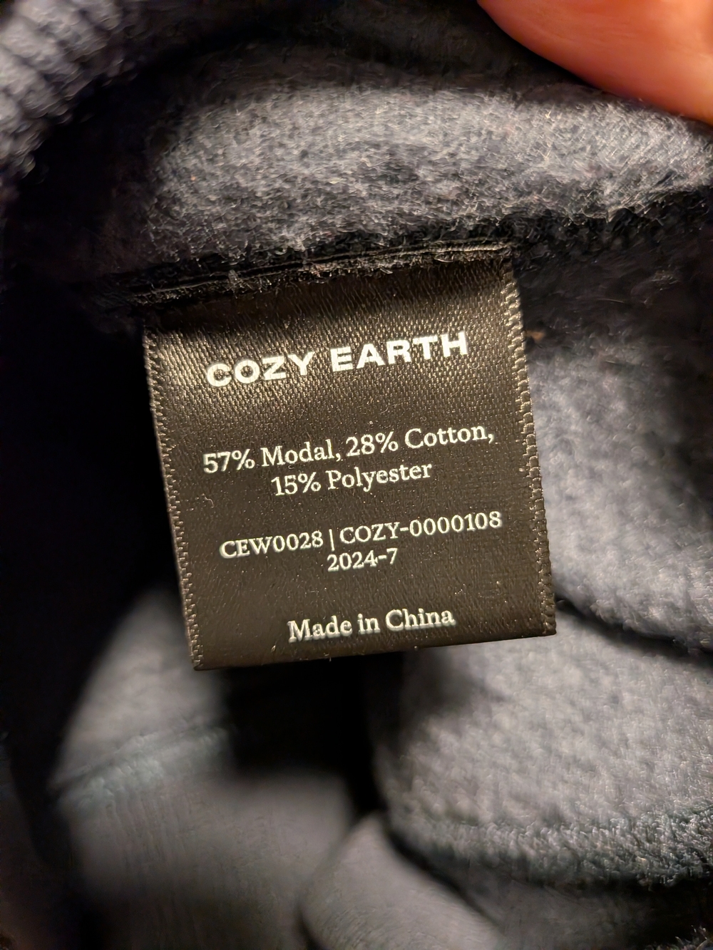 Cozy Earth Modal Cotton Blend Crewneck Sweatshirt in Slate Blue XL - Picture 4 of 4